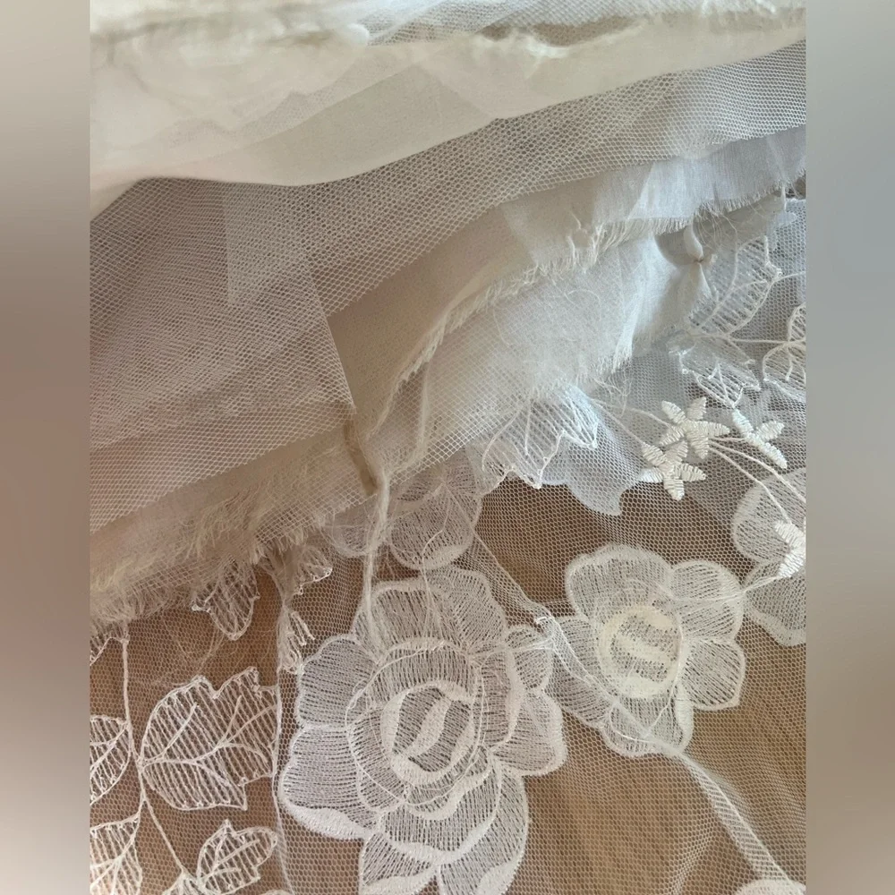 Mira Zwillinger wedding gown Floral Appliqué Illusion Off-Shoulder Gown